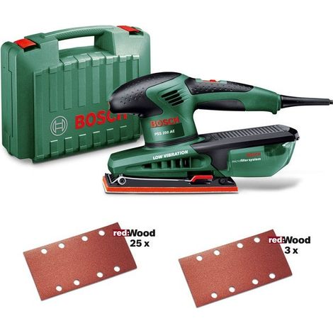 Bosch – Ponceuse orbitale 250W – Fixation auto-agrippante – 24000 oscillations/min – Pour ponçage bois dur et teck – Sac à poussières inclus (1/7)