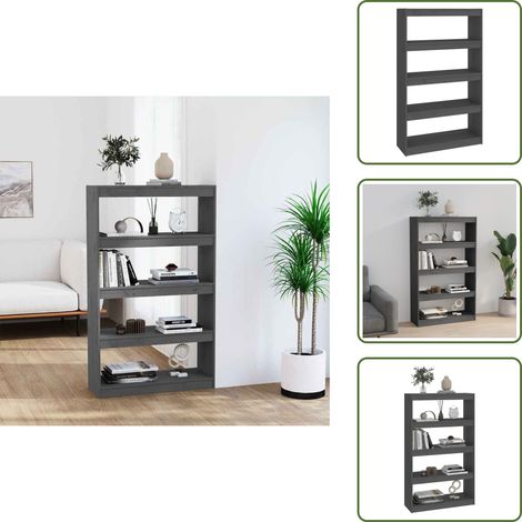 Bibliothèque/Séparateur de pièce Gris 80x30x135,5 cm Pin massif - Bibliothèque - Étagère - Meuble De Rangement - Séparateur De Pièce - Bois Massif (1/5)
