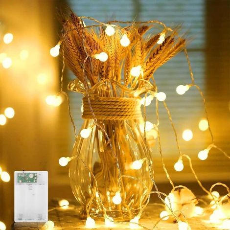 Guirlande lumineuse LED avec boîtier à piles, guirlande lumineuse à boules rondes, guirlande lumineuse à bulles, guirlande lumineuse pour sapin de Noël, décoration de Noël