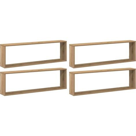 Étagères cube murales 4 pcs  Étagères flottantes chêne artisanal 100x15x30 cm (1/5)