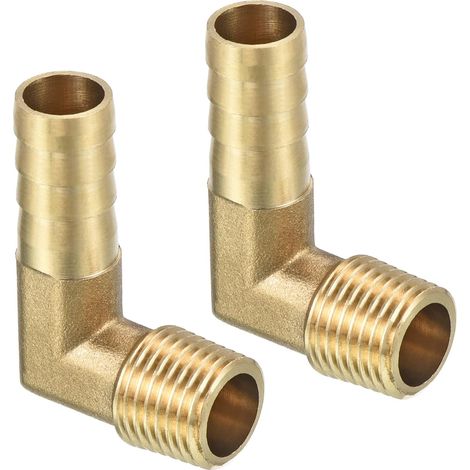 Raccord Cannelé 10mm Barbelé À 1/4" PT Mâle Laiton Or 2Pcs (1/5)