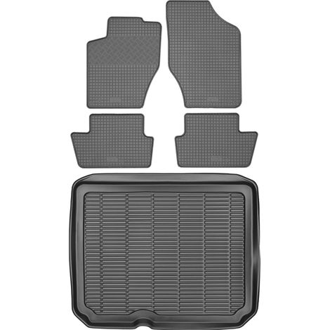 Set di tappetini in gomma per auto e tappetino per bagagliaio per Citroen C4 II Hatchback dal 2010 al 2017.