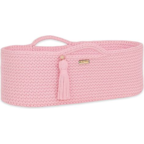 Moisés de algodón bohemio hecho a mano con colchón - Rosa (1/5)