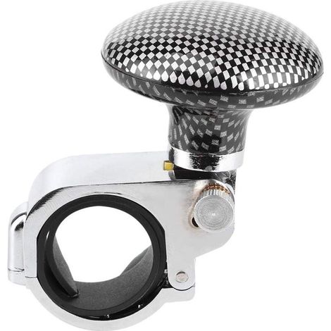 Bardusch - Bouton de volant de voiture, bouton universel de rotation de volant de voiture commande de poignée auxiliaire de Booster de boule de puissance(Fibre de carbone) (1/5)