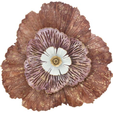 Pannello decorativo da parete Bunga a forma di fiore in ferro rosa e marrone 73x72 cm