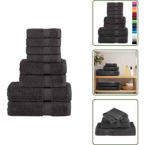 The Living Store Ensemble de serviettes de qualité supérieure SOLUND 8 pcs - Serviettes De Bain - Ensembles De Serviettes - Serviettes En Coton - Serviettes Durables - Serviettes Absorbantes