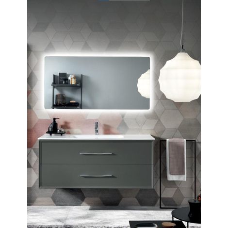 Mobile da bagno sospeso moderno base 120 CLASSIC con 2 cassetti e lavabo, ANTRACITE OPACO (1/4)