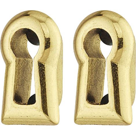 2x Douille de clé en laiton poli à encastrer hauteur 24mm largeur 14mm Fixation de plaquette Entrée de clé Meuble Ancien Rénovation DIY