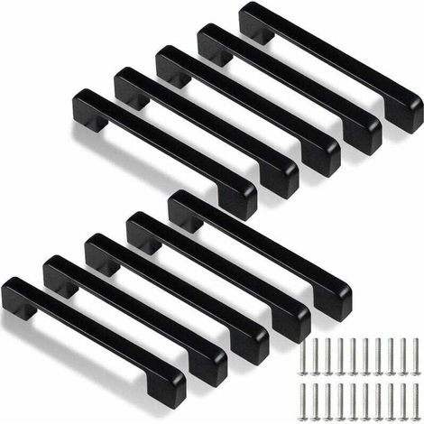 128 mm Küchengriffe, 10 schwarze Griffe, geeignet für Küchenschränke, Türen, Schubladen und Schränke (Schrauben inklusive).