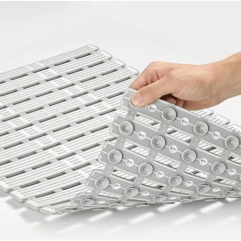 Tapis De Bain Gris Clair, 9040cm, Tapis De Douche, Séchage Rapide Et Antidérapant, Nettoyage Facile, Découpable (1/5)