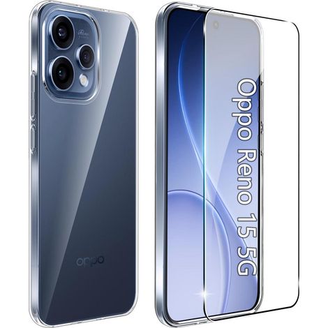 Handyhülle für Oppo Reno 15 5G + Schutzfolie, Transparent, TPU