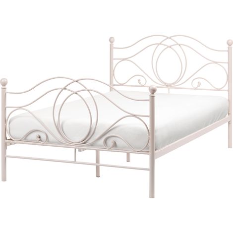 Cama moderna contemporánea estructura de metal 120 x 200 cm dormitorio beige claro Lyra (1/5)