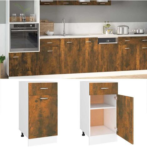 vidaXL Mueble bajo con cajón "Lyon" de, roble ahumado, 40 x 46 x 81,5 cm, madera de ingeniería (1/5)