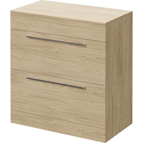 Napoli 460 Light Oak 800mm 2 Drawer Vanity Unit for Countertop Basins - 800mm - Chrome 480mm Handle
