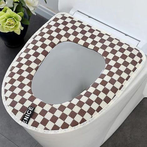 1 Pices Sige Toilette Tanche Domestique(kaki), Sige De Wc Universelles Avec Fermeture Clair, Coussin De Sige De Toilette Coussin Plus Chaud, Pour (1/5)