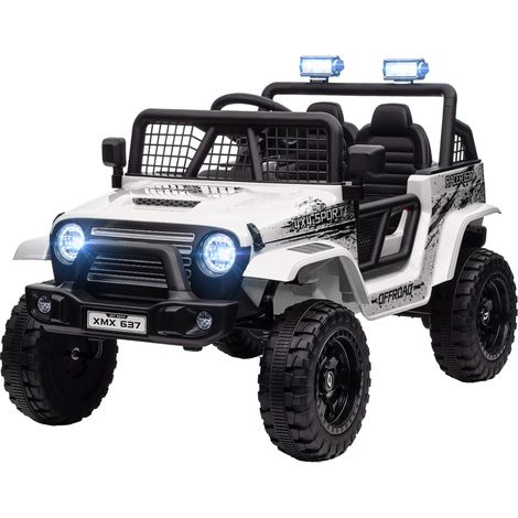 Voiture électrique enfant suspension souple télécommande phares LED klaxon moteurs 12 V blanc