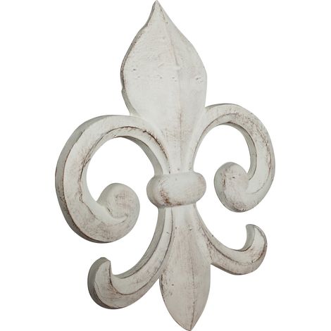 Decoro a Forma di Giglio in Legno Finitura Bianco Anticato L63xPR6xH48 cm Made in Italy (1/5)