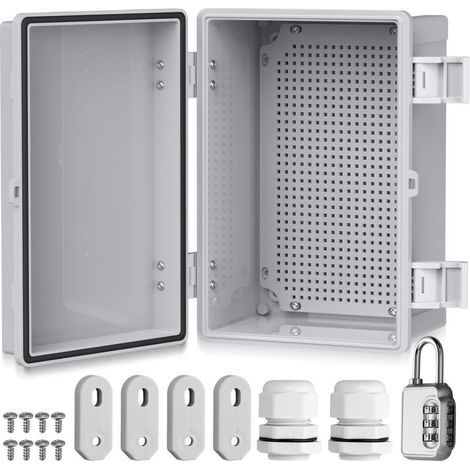 Boîte de distribution étanche IP67, boîte de jonction étanche en plastique ABS - Boîtier extérieur - Boîte électrique avec accessoires de montage - 30 x 20 x 16 cm - Armoire électrique grise (1/5)