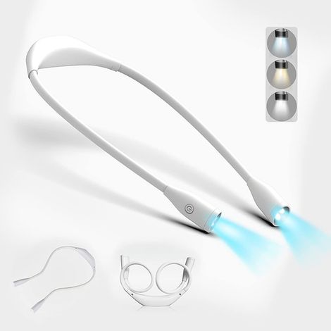 Lampe de Lecture de Cou LED, Lampe de Cou Liseuse LED Hug Rechargeable à 4 LED avec 3 Modes de Couleur et Gradation en Continu, Lampe de lecture pour Bricolage, Tricot, réparation, Camping (1/5)
