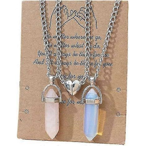 Collier magnétique assorti pour couple, pendentif cœur brisé en cristal, bijou d'amitié pour meilleures amies (1/2)