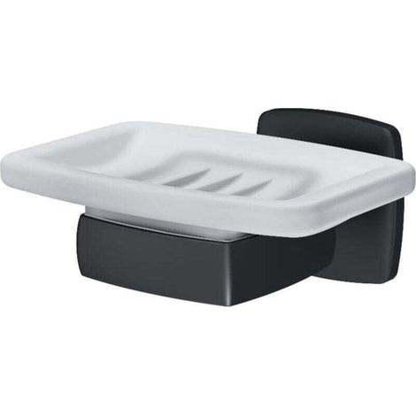 1PCS Porte-Savon Mural Noir Mat sans percer , Porte-Savon en Verre pour Salle de Bain (1/4)