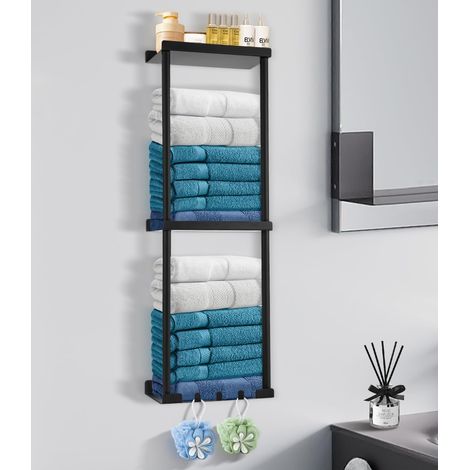 Support Serviette Mural pour Salle de Bain et Cuisine, Pratique Porte-Serviette Adhésif, Fixation Murale, Accessoire Salle d'Eau (1/5)