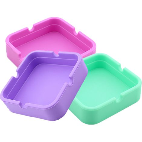 Cendrier carré créatif en gel de silice, résistant aux chutes et aux hautes températures (1/5)