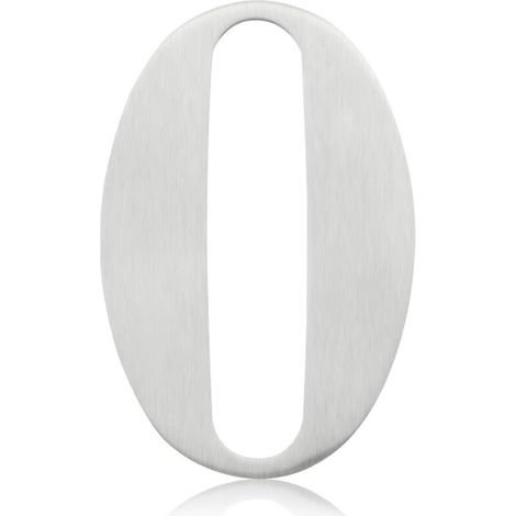 Selbstklebendes digitales Namensschild für die Haustür – 1 Stück aus Edelstahl 304, Oberfläche satiniertes Nickel, 75 mm (3 Zoll) hoch, Nummer 0
