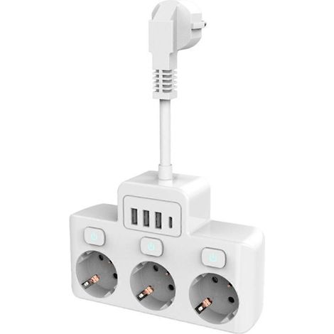 EU-Steckdosenleiste mit Schalter und EU-Standard-Steckdosenadapter (1/5)