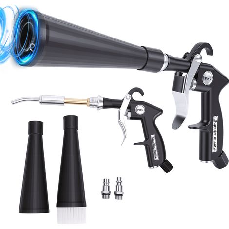Pistolet de nettoyage à sec, pistolet à air comprimé haute pression, pistolet de nettoyage auto, pistolet à air comprimé avec embout, pistolet à air comprimé pour voiture avec 2 embouts