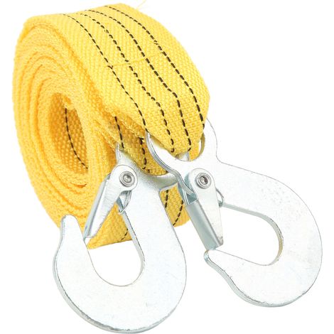 Sangle de remorquage de 4 m et 3 tonnes avec crochets, en polypropylène haute résistance et acier, pour remorques et camions d'urgence (1/5)