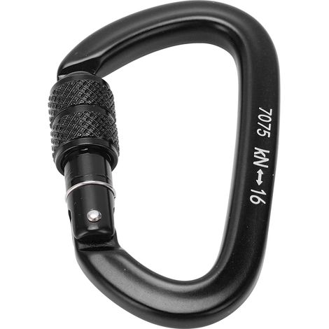 16KN Schraubkarabiner aus Aluminiumlegierung für Klettern und Wandern - Sicherer D-Ring (Schwarz, Modell 9)