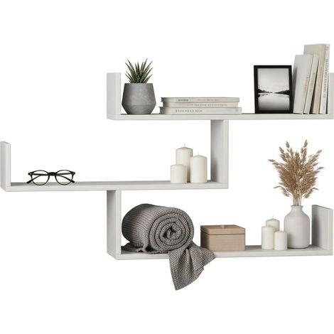 Dmora - Mensola Sadachbia, Scaffale, Ripiano a muro, Scaffalatura multiuso, 119x23h67 cm, Bianco