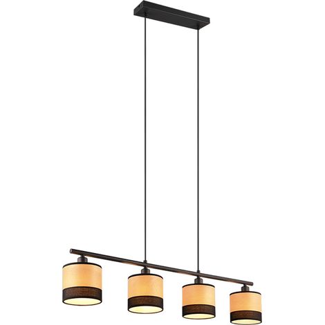 Suspension Bolzano noire bois clair 4xE14 150cm RL (1/5)