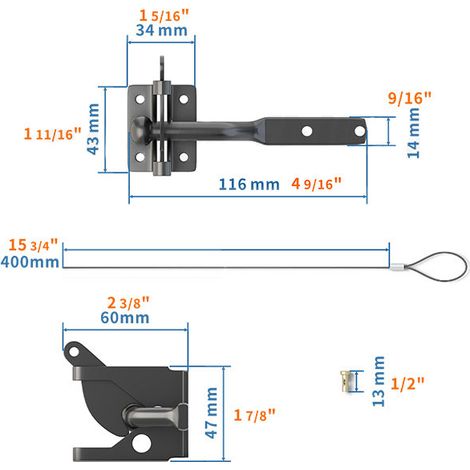 Charnières de clôture Cross Border Exclusive Fence Latch Fence Gate Lock with Cord-1 set (1/4)