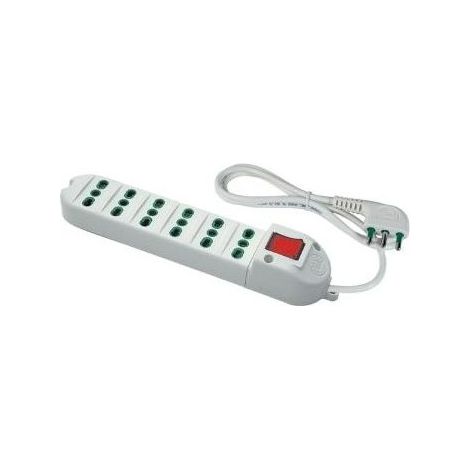 Multipresa Bipasso 6 Prese Bipasso Italiane 2P+T 16A Cavo 1,5 M. 3G1 H05Vv-F (1/2)