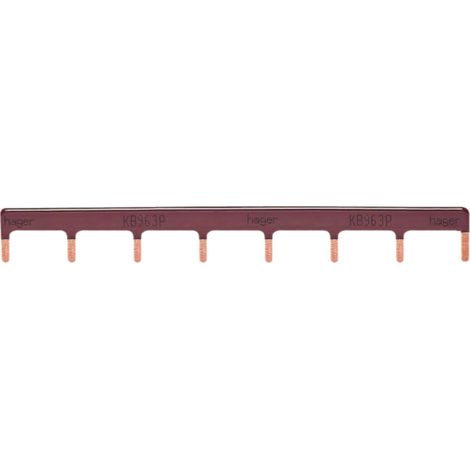 Hager – Barre de pontage 1 Pôle 63A – Languette 10mm² – 11 modules – Courant nominal 63A – Isolée pour sécurité (1/4)