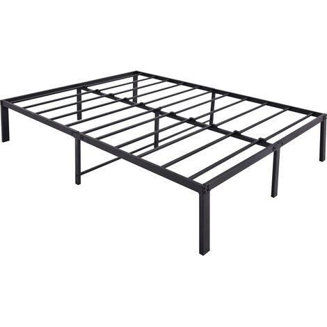 CHICFURN Estructura de cama 120x200 cm de metal negro con cabecero, ahorra espacio, sin somier (1/5)