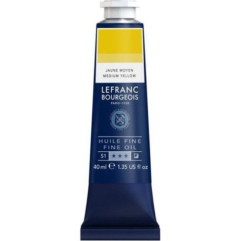 Peinture à l'huile - Fine - Jaune moyen - 198 - Lefranc Bourgeois - 40ml (1/2)