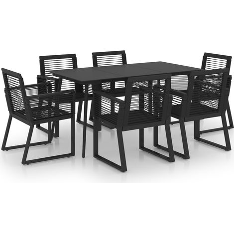 Maison Exclusive - 7-tlg. Garten-Essgruppe PVC Rattan Schwarz