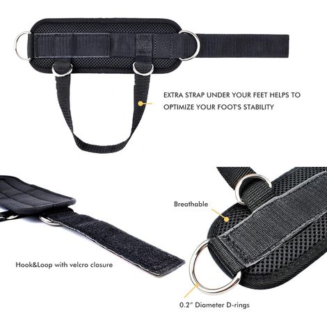 Paire de sangles de cheville pour accessoires de machine à câbles. Manchette de cheville réglable pour salle de sport intérieure avec 4 anneaux en D pour les extensions de jambes, les exercices pour l (1/5)
