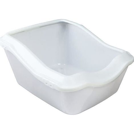 Bac à litière cleany cat, avec rebord 45 × 29 × 54 cm, blanc (1/5)