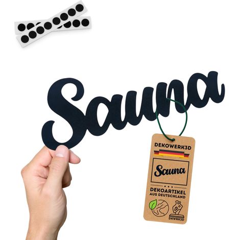 Plaque de porte adhésive pour sauna - En plastique - Décoration murale - Inscription Spa Welt - Relaxation - Accessoire de salle de sauna - Décoration murale - Cadeau (1/5)
