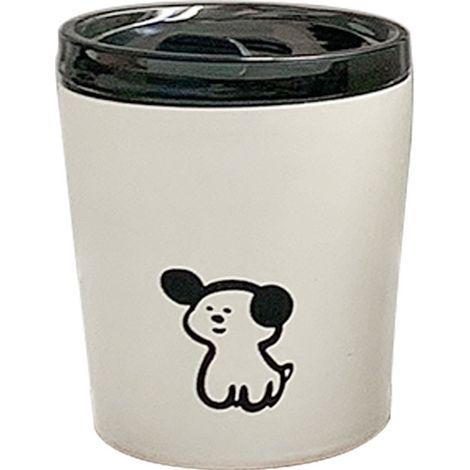 Tasse isotherme avec couvercle, en acier inoxydable givré, petite taille, motif chiot mignon, 240 ml, idéale pour le café et l'eau. (1/5)