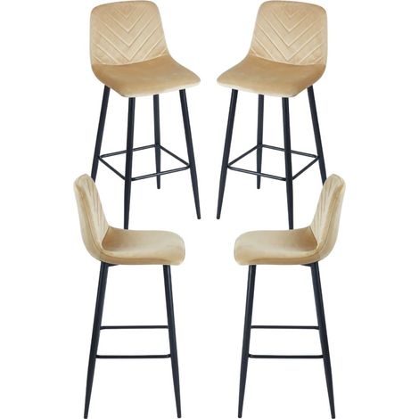 Packs Taburetes Cocina - Pack 4 Taburetes Coyal Black Terciopelo - Champán (1/5)