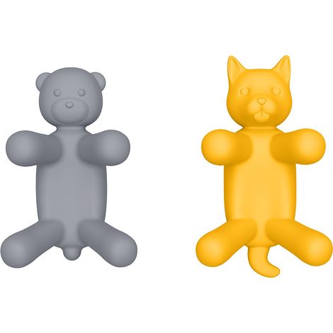 Spons Rek - Silicona Antideslizante con Drenaje Rápido - para Esponjas y Estropajos - 2 Unidades - Diseño Animal - Gris Amarillo (1/5)