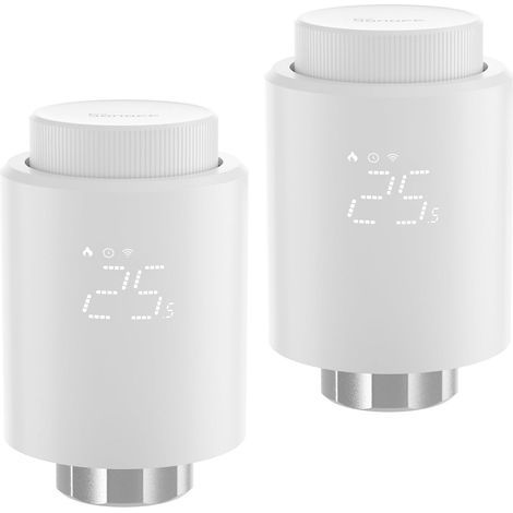 Lot de 2 Vanne Thermostatique Connectée ZigBee 3.0 Adapté pour SONOFF TRVZB - Thermostat Intelligent Radiateur Contrôle Vocal Détection de Fenêtre Compatible Alexa Home Assistant (1/5)