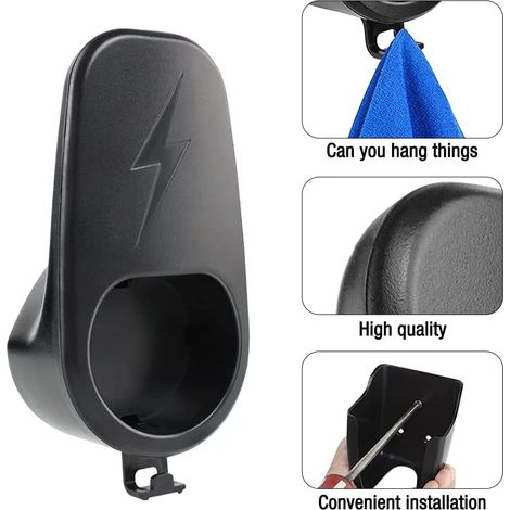 EV Support Cable Voiture Electrique Organiseur, Support de Câble Chargeur EV Connecteur Mural, pour Tesla Model 3 Model Y, Tesla Model 3 2021 Accessoires, Noir (1/4)