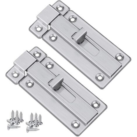 Loquets et Verrous De Porte, 2 PCS Boulon à Glissière De Porte Acier Inoxydable De Sécurité, Verrou Porte Intérieursalles Avec 12 PCS Vis de Fixation De Bains Toilette Cave Fenêtre (1/5)
