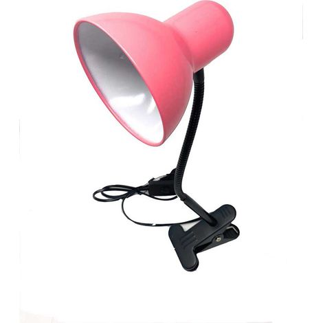 Lampada snodabile da scrivania con pinza braccio flessibile luce da tavolo orientabile con attacco per lampadine E27 Rosa (1/2)